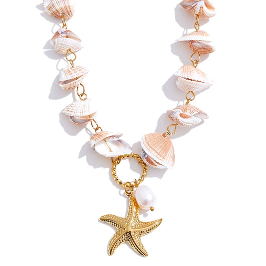 Summer shell handmade chain starfish pendant necklace - product image