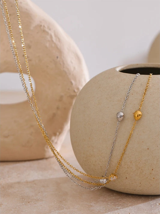 Summer stainless steel heart love y chain necklace - product image