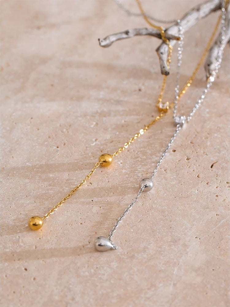 Summer stainless steel heart love y chain necklace - product image