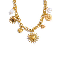Summer Sun Heart Drop Handmade Collar Necklace