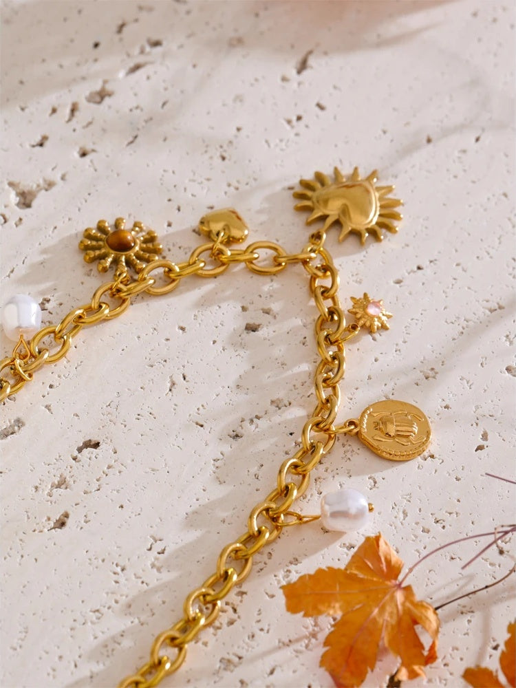 Summer sun heart drop handmade collar necklace - product image