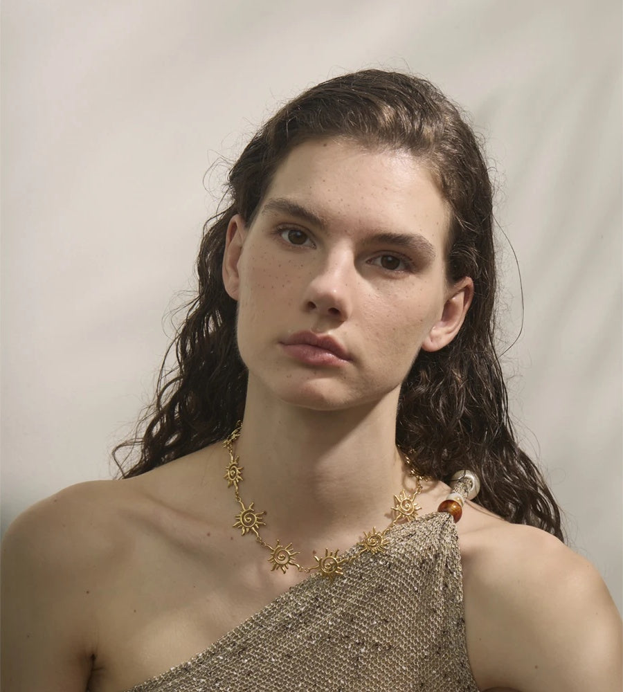 Sun chain necklace bracelet jewelry set - product image