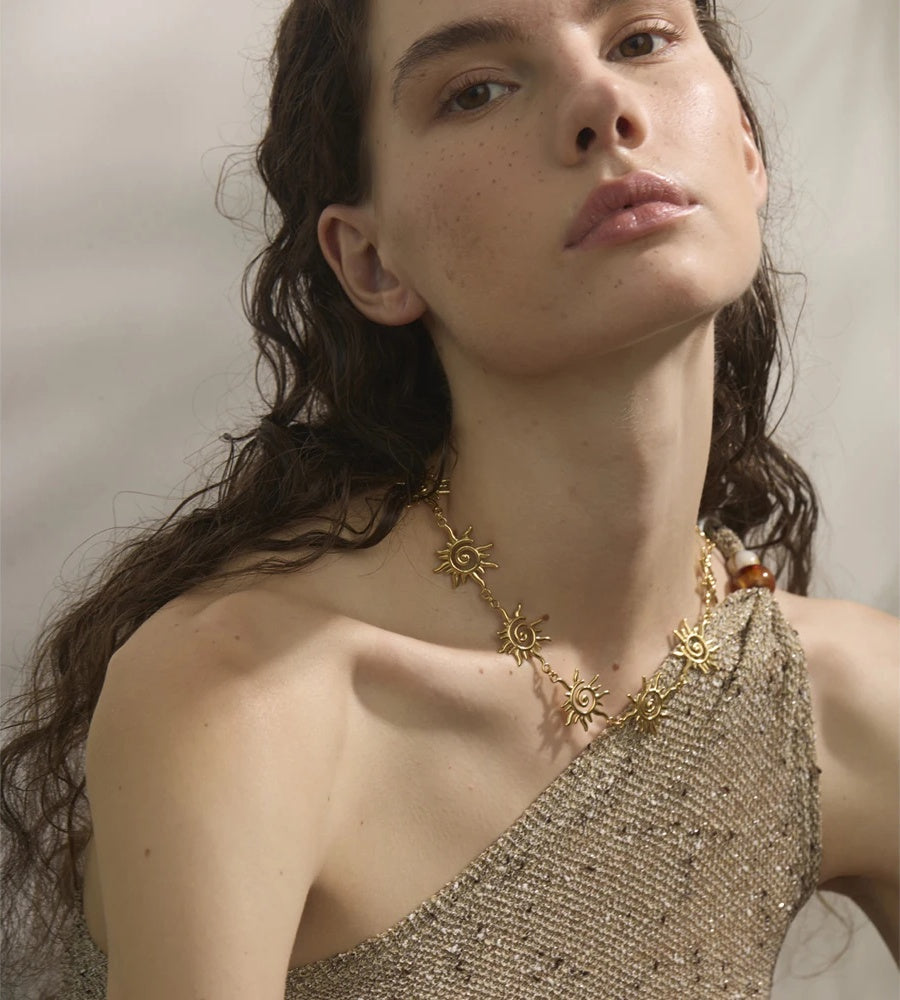 Sun chain necklace bracelet jewelry set - product image