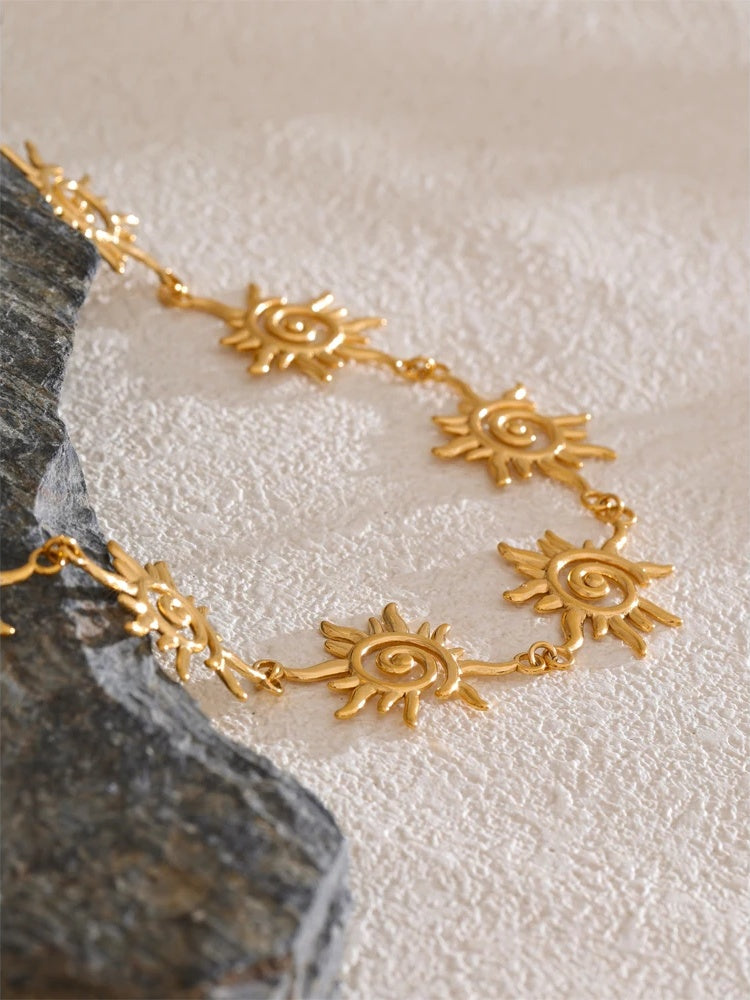 Sun chain necklace bracelet jewelry set - product image