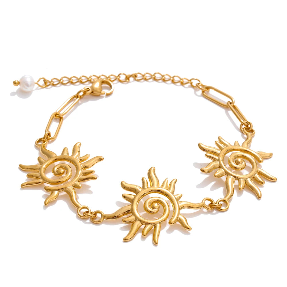 Sun chain necklace bracelet jewelry set - product image