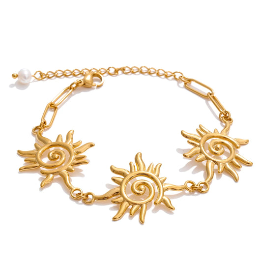 Sun chain necklace bracelet jewelry set - product image