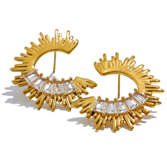 Sun cubic zirconia high quality stud earrings - product image