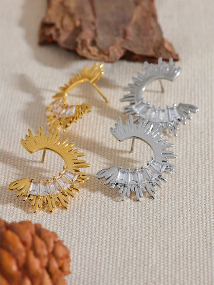 Sun cubic zirconia high quality stud earrings - product image