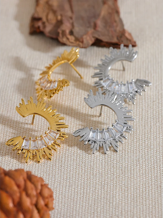 Sun cubic zirconia high quality stud earrings - product image