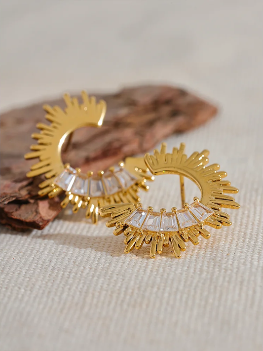 Sun cubic zirconia high quality stud earrings - product image