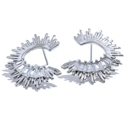 Sun cubic zirconia high quality stud earrings - product image