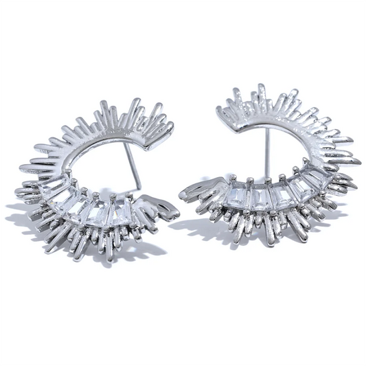 Sun cubic zirconia high quality stud earrings - product image