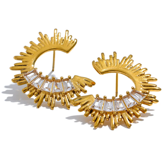 Sun cubic zirconia high quality stud earrings - product image