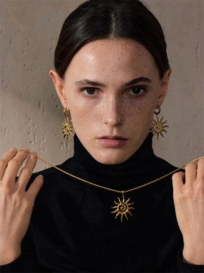 Sun drop necklace hoop earrings jewelry set - product image