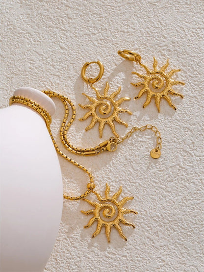 Sun drop necklace hoop earrings jewelry set - product image
