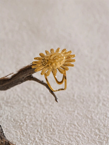 Sun flower open adjustable fashion ring - product image