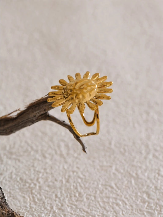Sun flower open adjustable fashion ring - product image