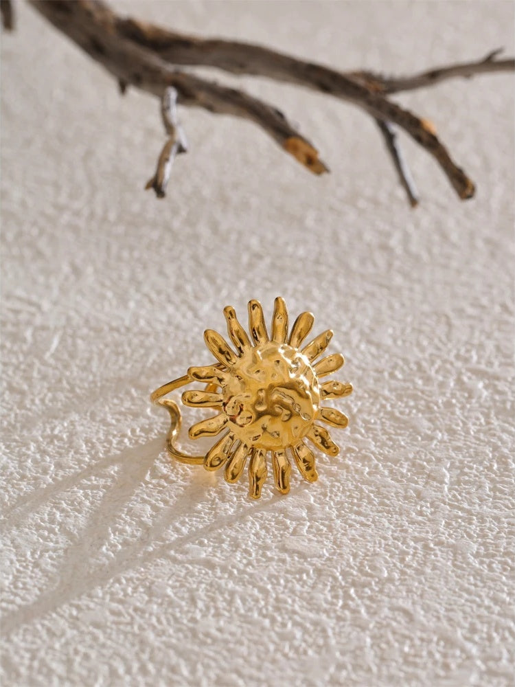 Sun flower open adjustable fashion ring - product image