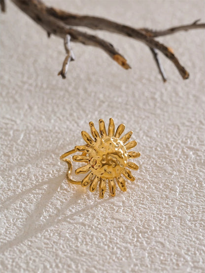 Sun flower open adjustable fashion ring - product image
