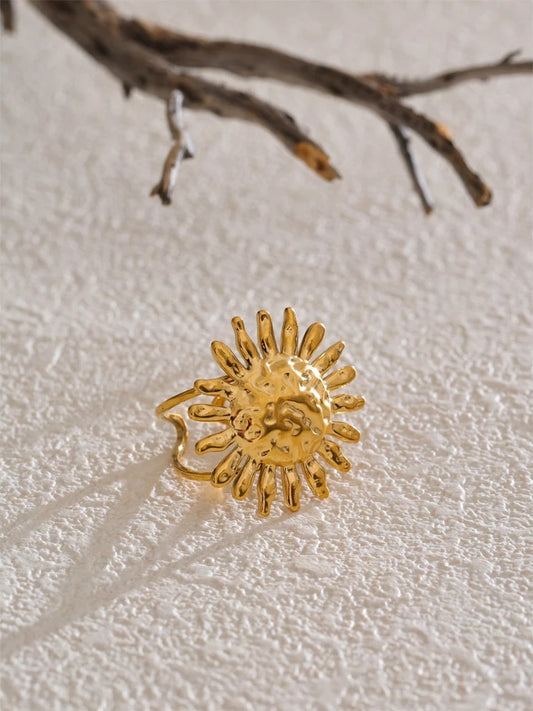 Sun flower open adjustable fashion ring - product image