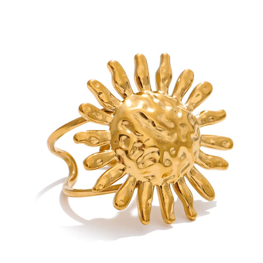 Sun flower open adjustable fashion ring - product image