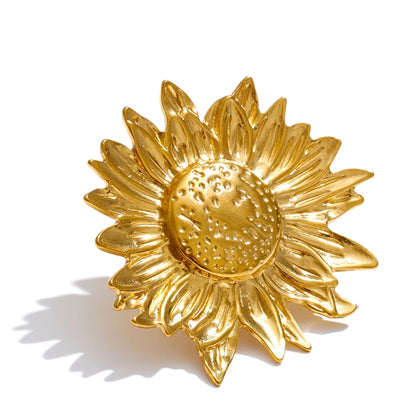Sun flower textured adjustable finger ring - product image