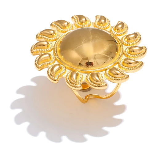 Sun flowers open adjustable fashion ring - product image