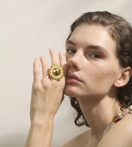Sun flowers open adjustable fashion ring - product image
