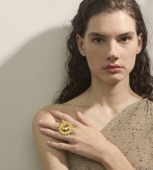 Sun flowers open adjustable fashion ring - product image