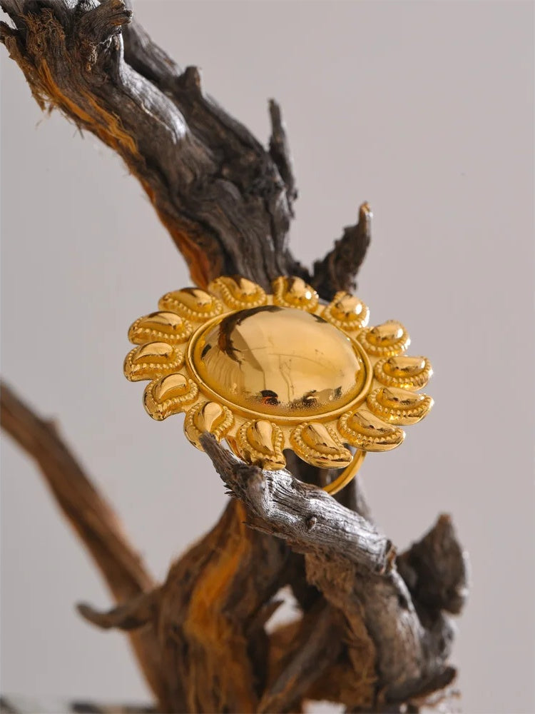 Sun flowers open adjustable fashion ring - product image
