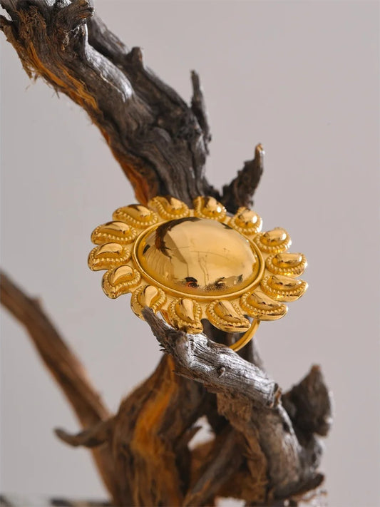 Sun flowers open adjustable fashion ring - product image
