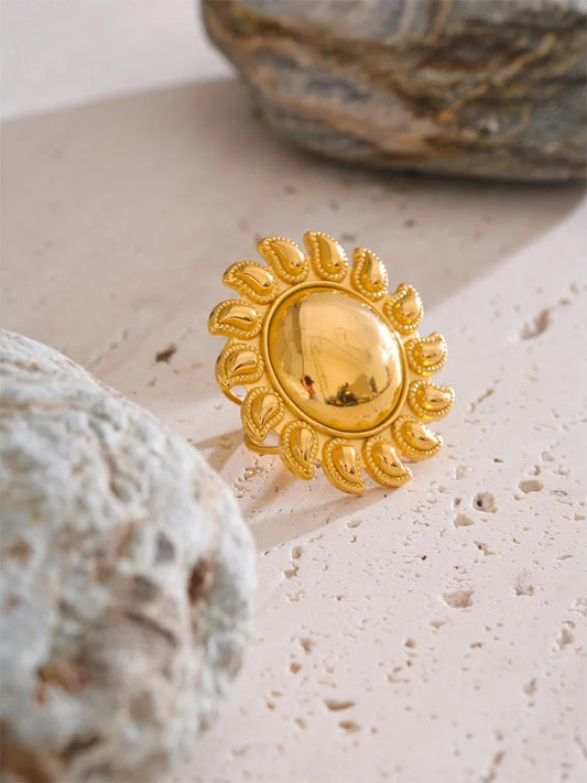 Sun flowers open adjustable fashion ring - product image