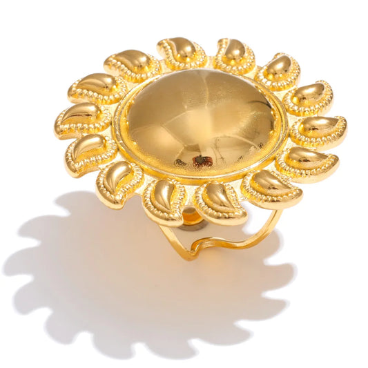 Sun flowers open adjustable fashion ring - product image