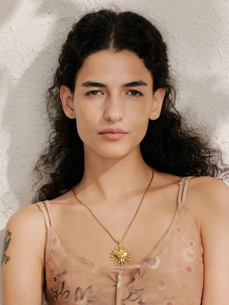 Sun heart pendant necklace for women - product image