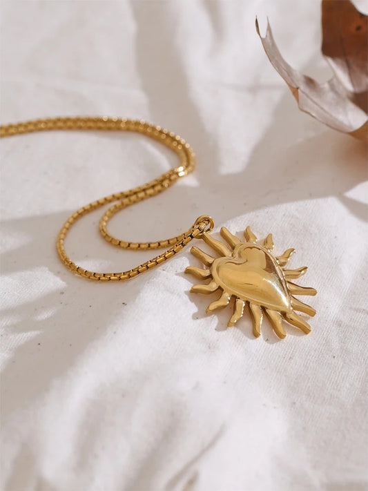 Sun heart pendant necklace for women - product image