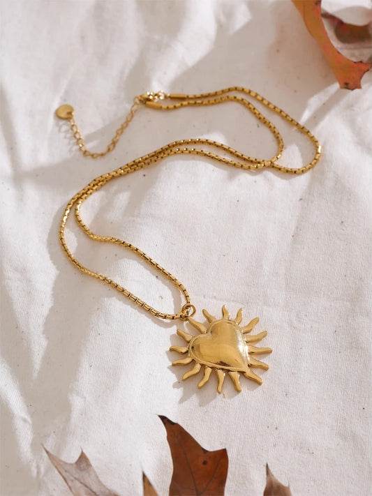 Sun heart pendant necklace for women - product image