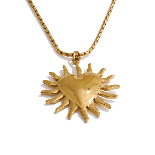 Sun heart pendant necklace for women - product image