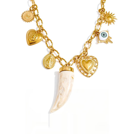 Sun heart resin pendant necklace - product image
