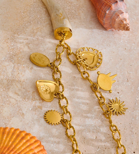 Sun heart resin pendant necklace - product image