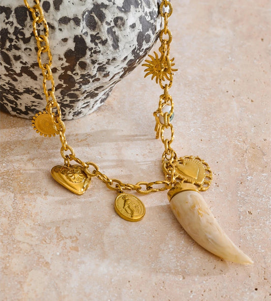 Sun heart resin pendant necklace - product image