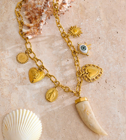 Sun heart resin pendant necklace - product image