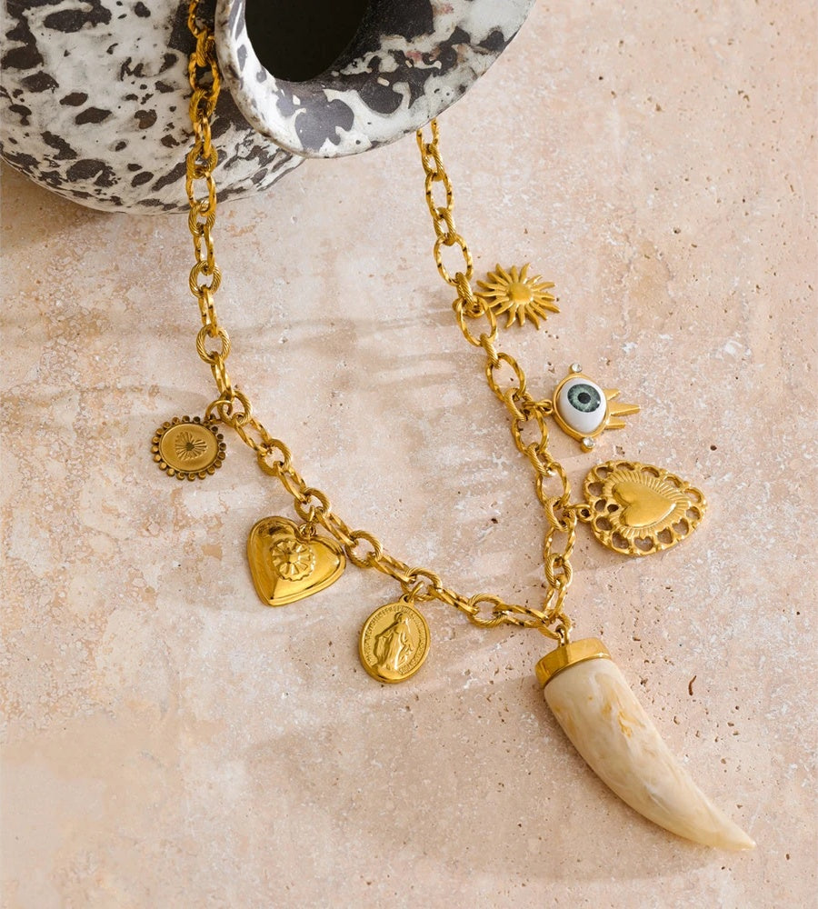 Sun heart resin pendant necklace - product image