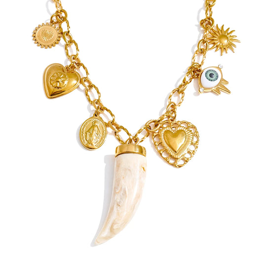 Sun heart resin pendant necklace - product image