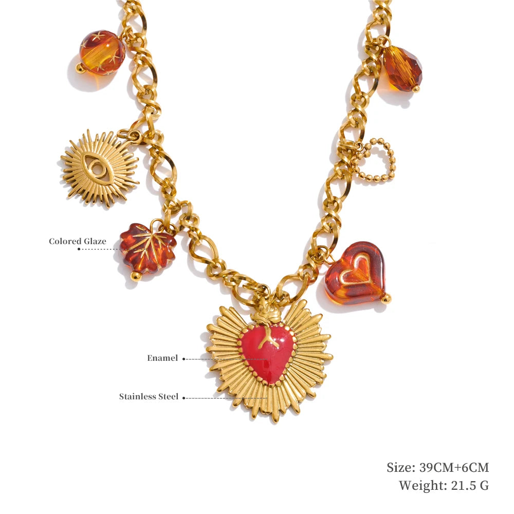 Sun ocean charm handmade pendant necklace - product image