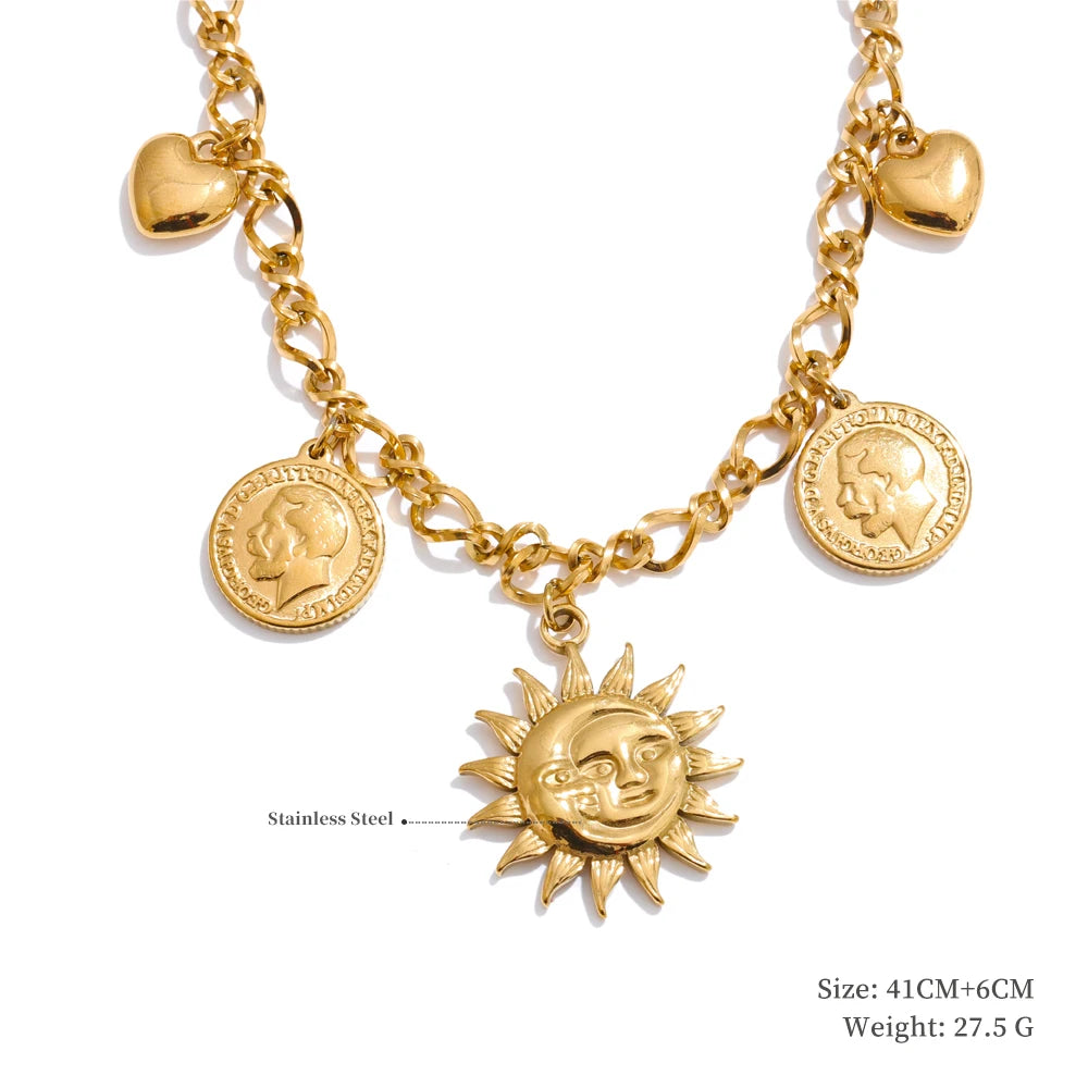 Sun ocean charm handmade pendant necklace - product image
