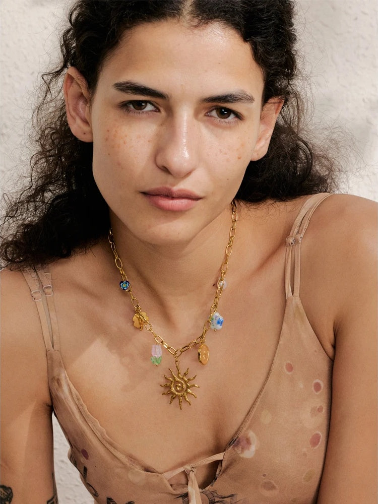 Sun ocean charm handmade pendant necklace - product image
