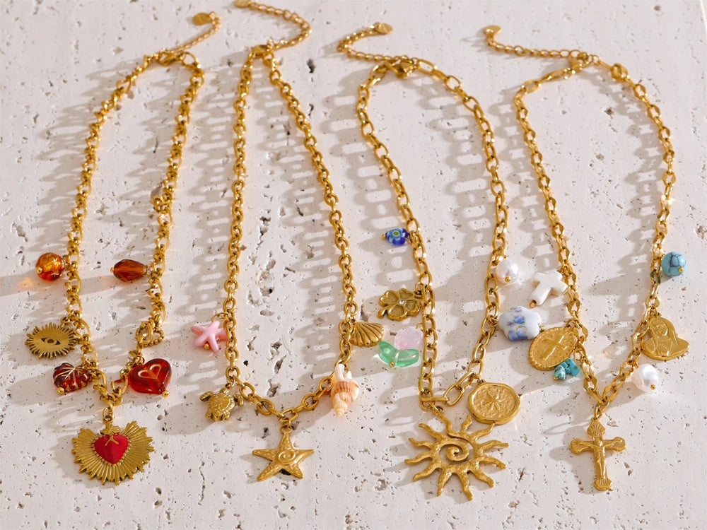 Sun ocean charm handmade pendant necklace - product image