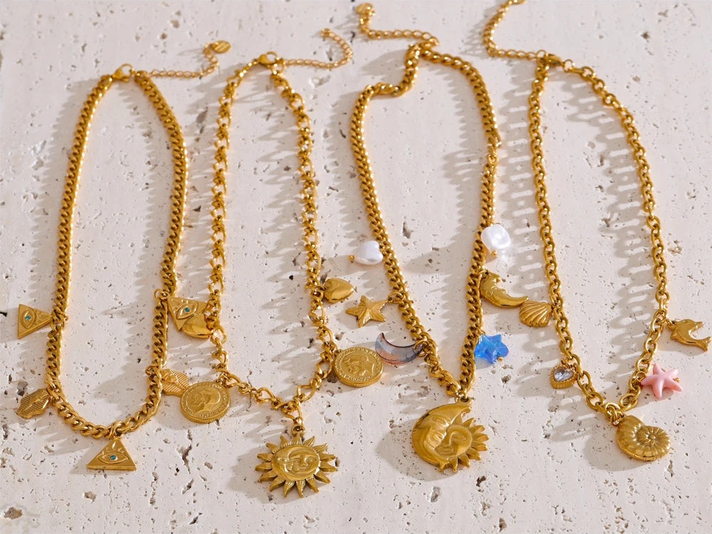 Sun ocean charm handmade pendant necklace - product image