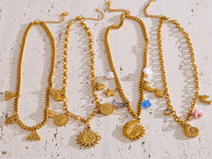 Sun ocean charm handmade pendant necklace - product image