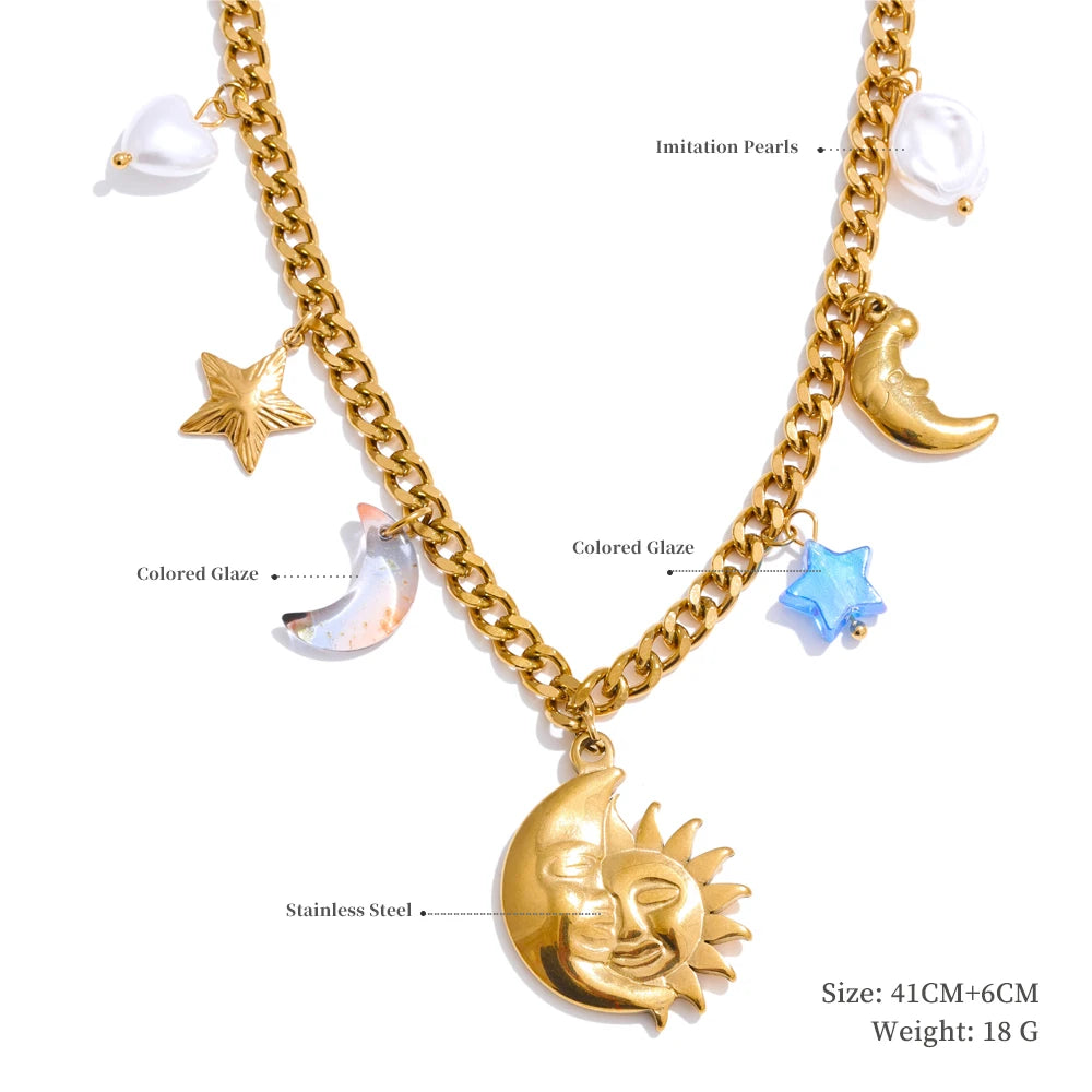 Sun ocean charm handmade pendant necklace - product image